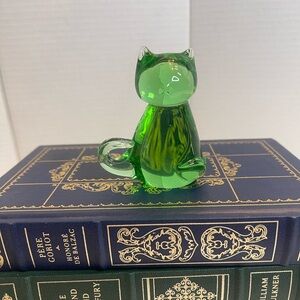 Swedish Vintage green glass cat by Mantorp Glassworks